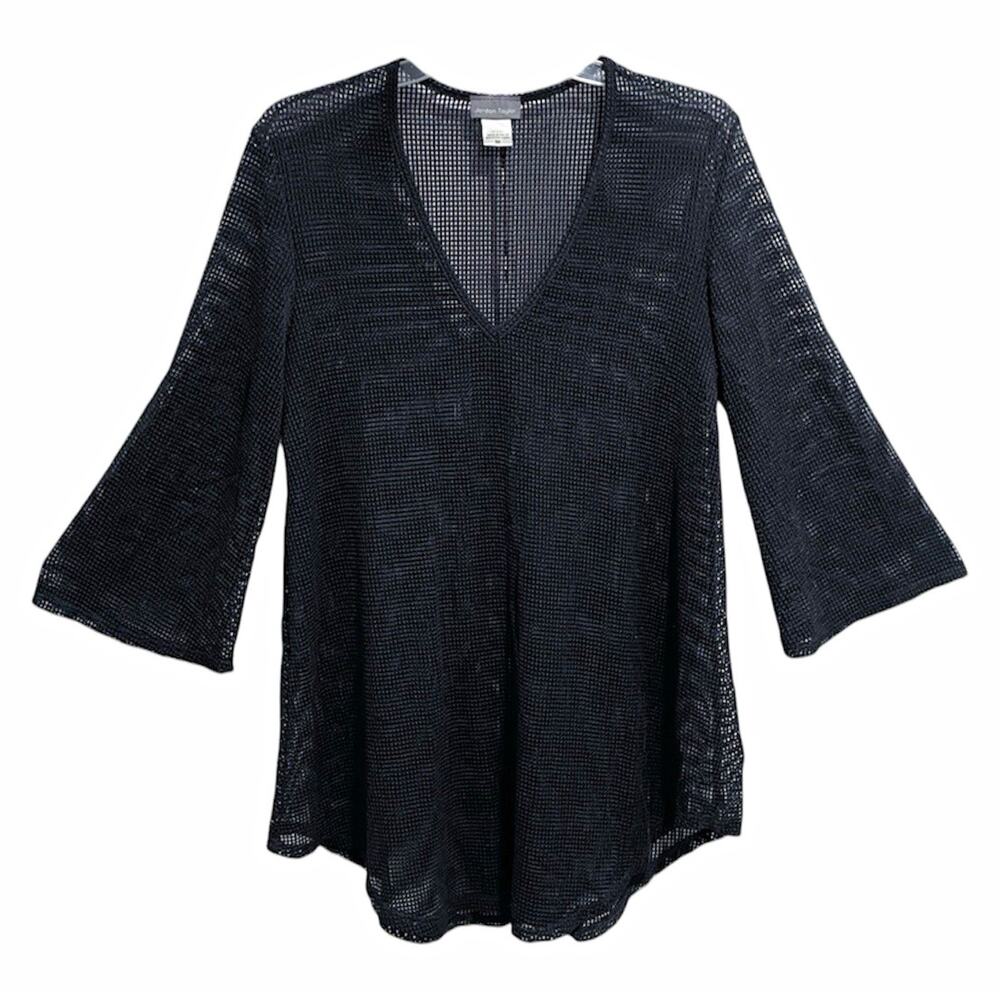 Whimsigoth Womens Sheer Mesh Tunic Top Size Medium Black Witchy Edgy Emo Alt